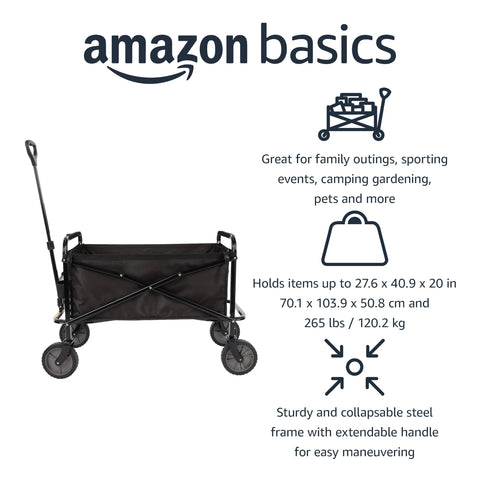 Amazon Basics collapsible wagon side view showing ample loading space