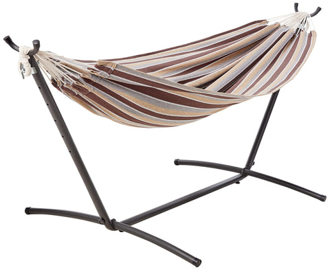 Amazon Basics double hammock in cream stripe for cozy outdoor lounging