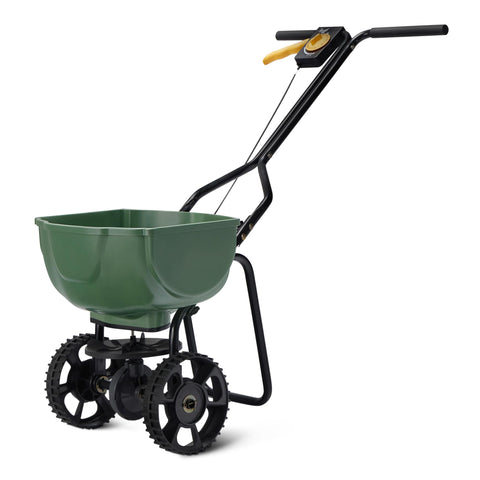 Amazon Basics fertilizer spreader for lawn delivers even coverage across the yard