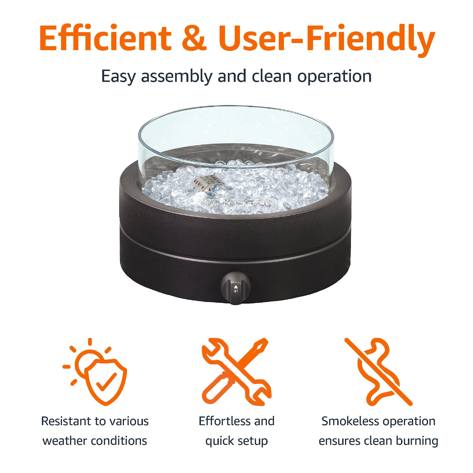 Amazon Basics compact fire pit footprint fits small patios and balconies