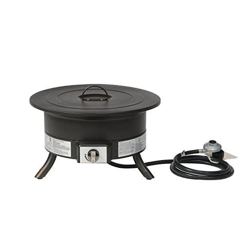 Amazon Basics fire pit side profile highlights durable steel and finish.