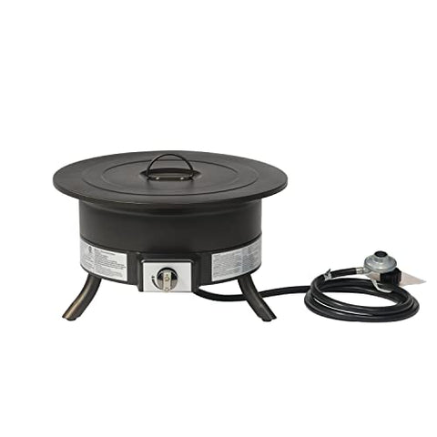 Amazon Basics fire pit side profile highlights durable steel and finish.