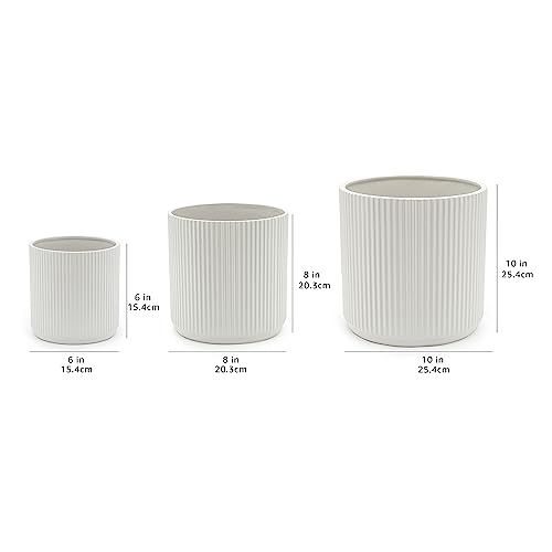 Amazon Basics indoor-outdoor white fluted planter suitable for patios.