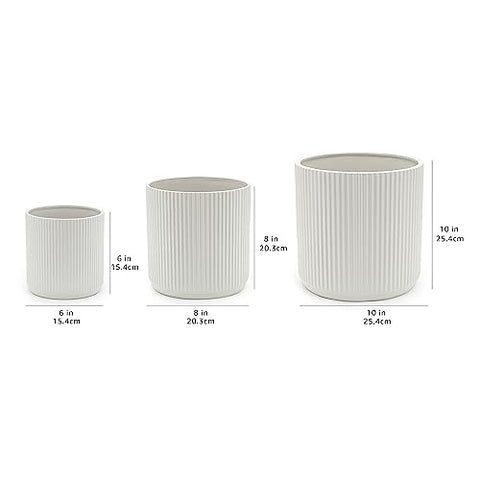 Amazon Basics indoor-outdoor white fluted planter suitable for patios.