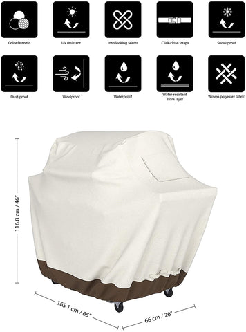 Amazon Basics grill cover resists UV exposure for longer outdoor life.
