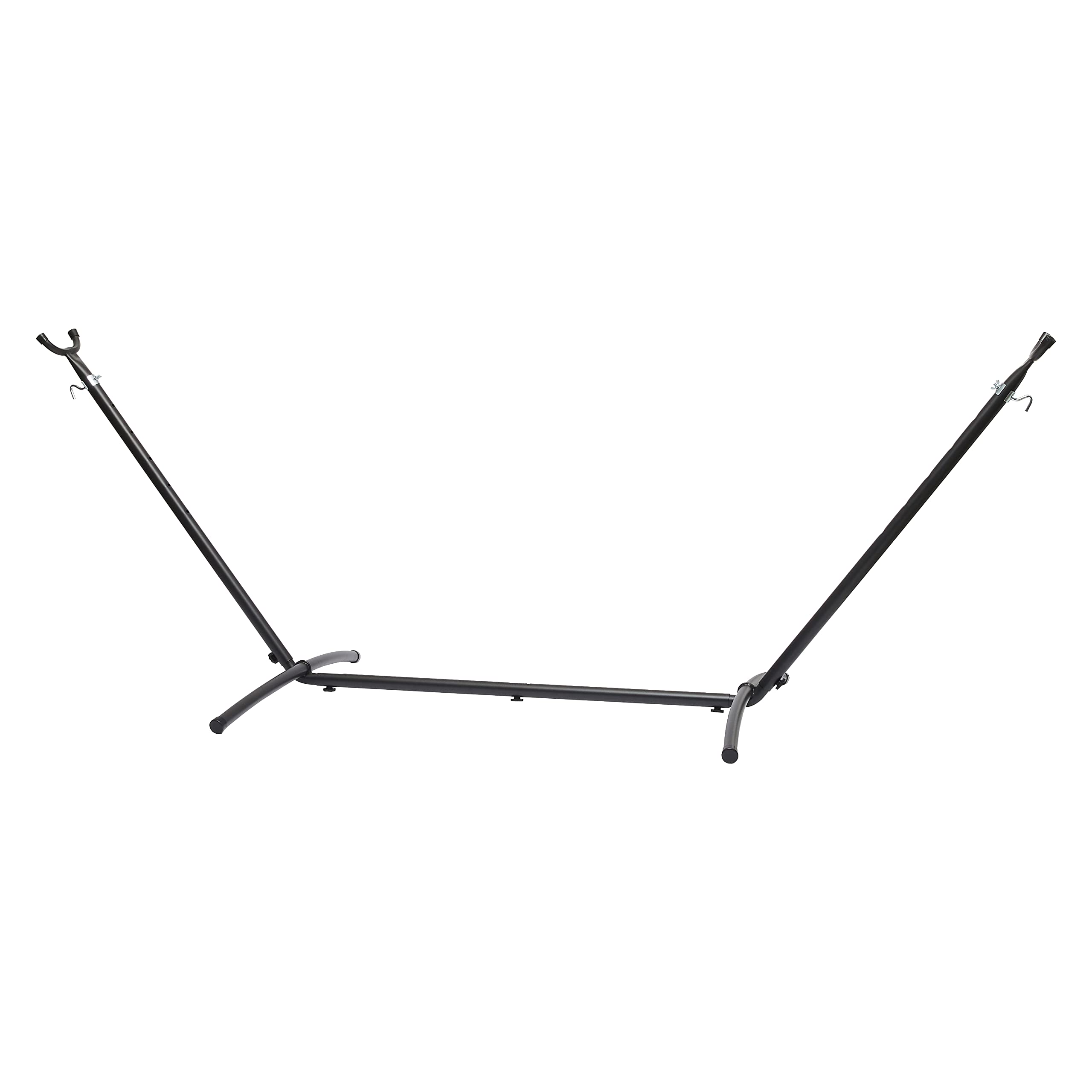 Amazon Basics hammock stand assembly showing quick, easy setup outdoors.