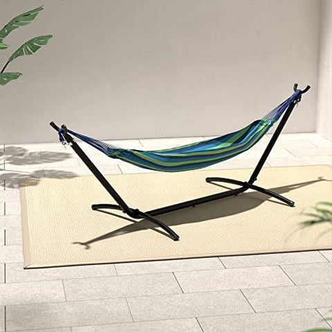 Amazon Basics hammock stand portable use for camping or patio.