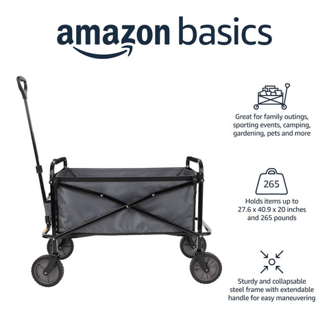 Amazon Basics heavy-duty wagon cargo-area ready for hauling camping and sports gear.