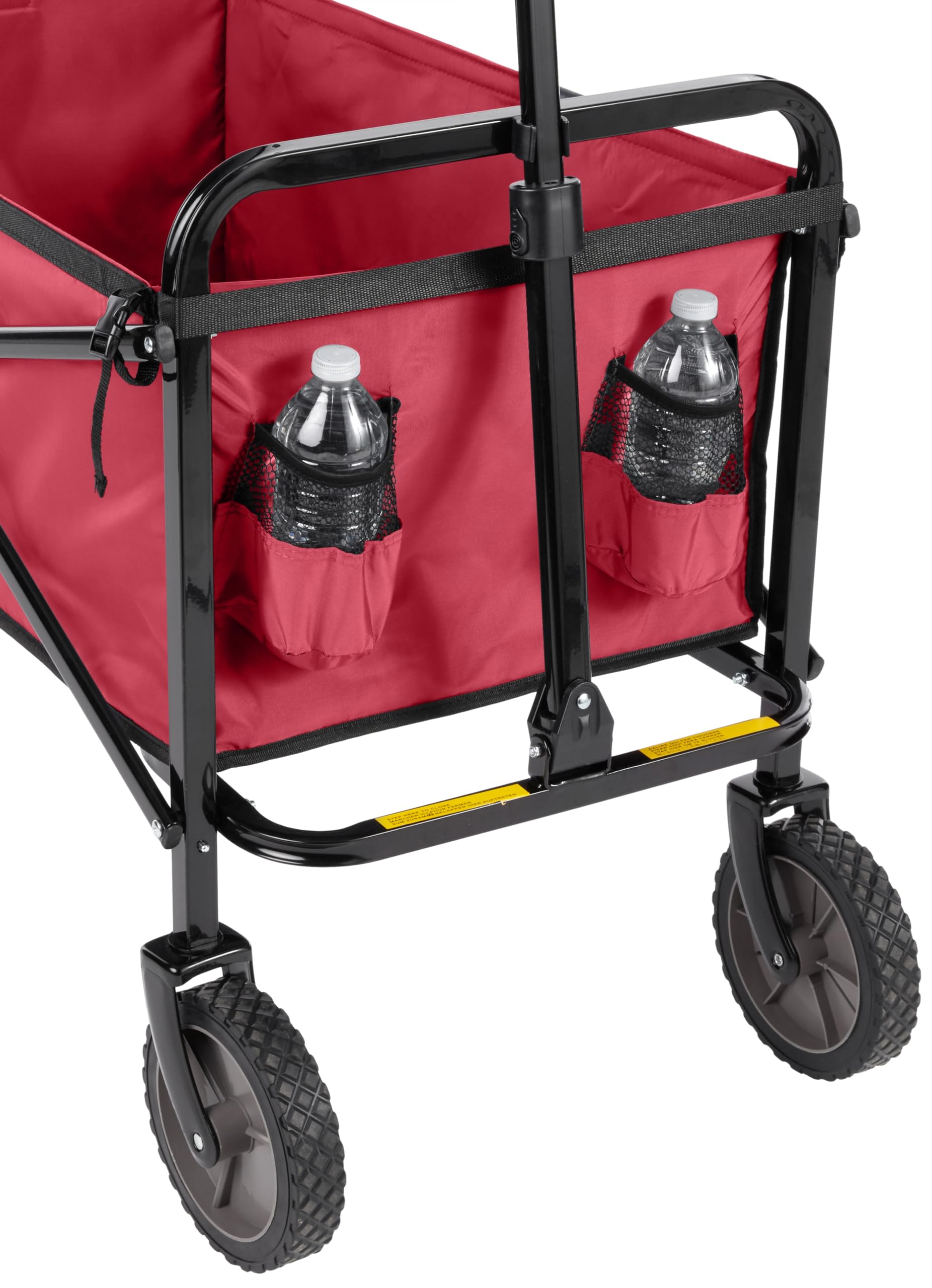 Amazon Basics heavy-duty wagon features steel frame for durable hauling.