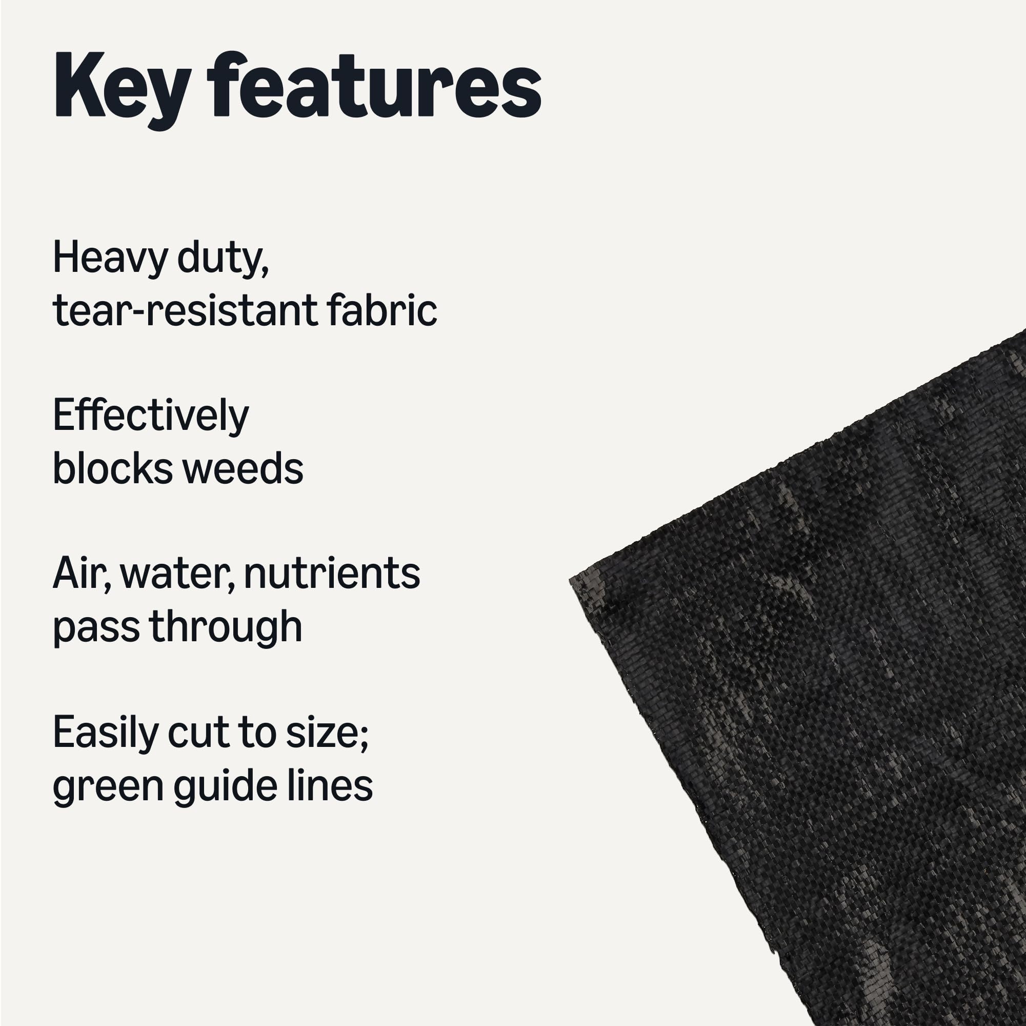Amazon Basics heavy-duty 90gsm weed barrier fabric demonstrating tear resistance in outdoor use