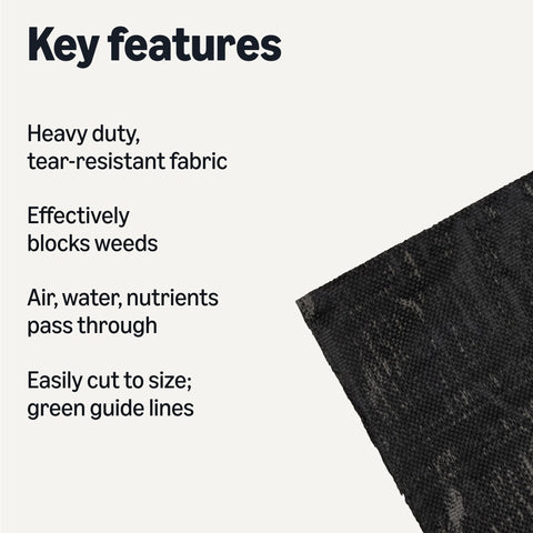 Amazon Basics heavy-duty 90gsm weed barrier fabric demonstrating tear resistance in outdoor use