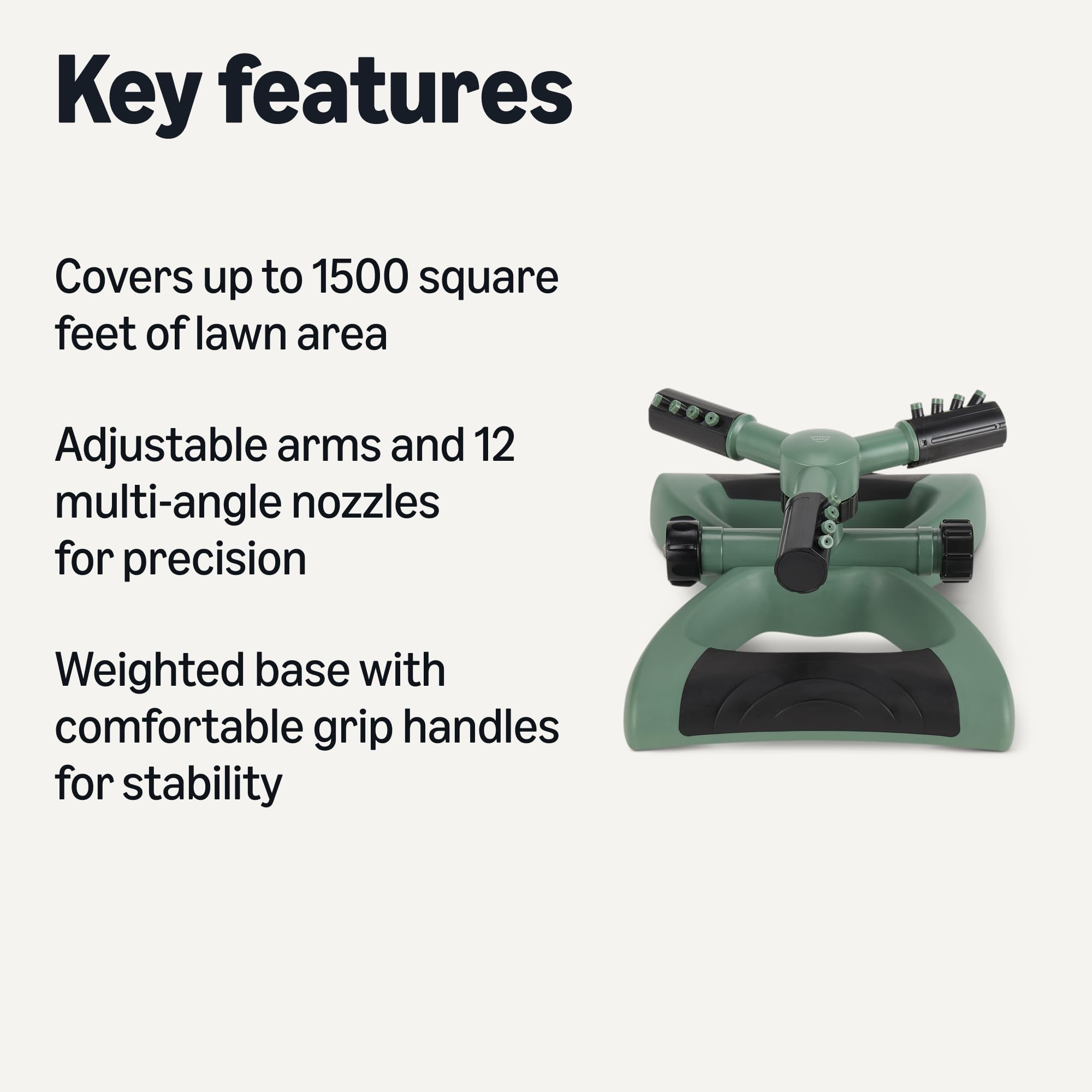 Amazon Basics lawn sprinkler adjustable arms-angles demonstrates customizable spray directions.
