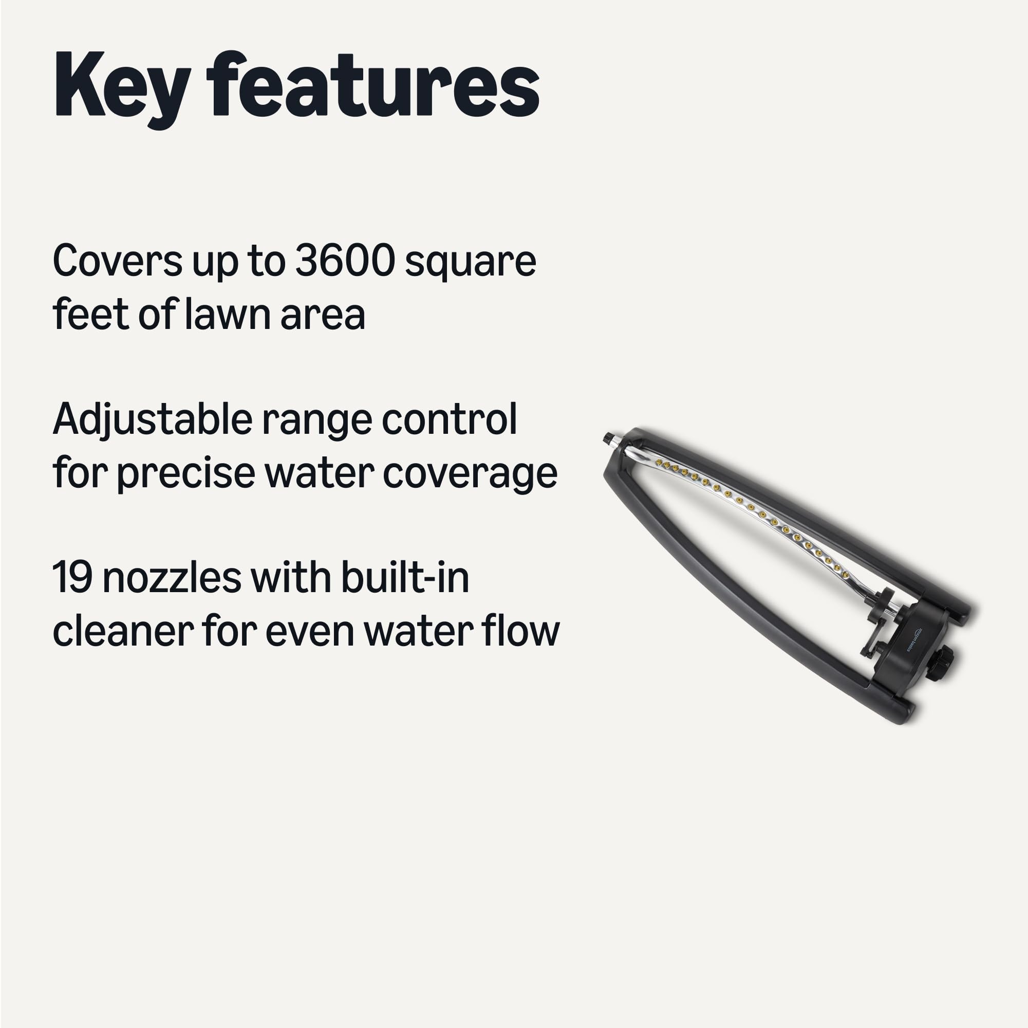 Amazon Basics sprinkler adjustable range dial enables precise watering for small or large areas