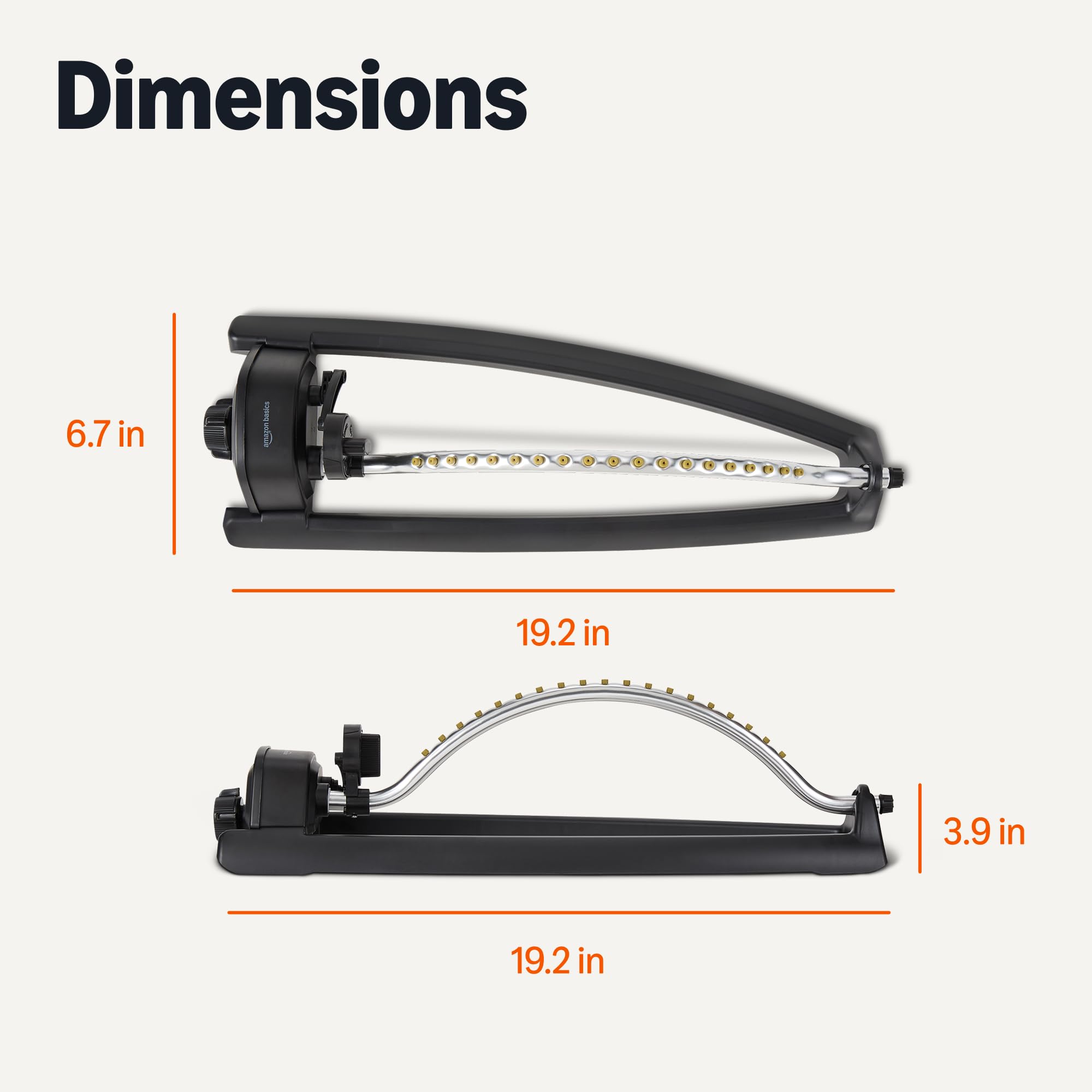 Amazon Basics sprinkler connects to standard hoses with 3/4 inch NH thread