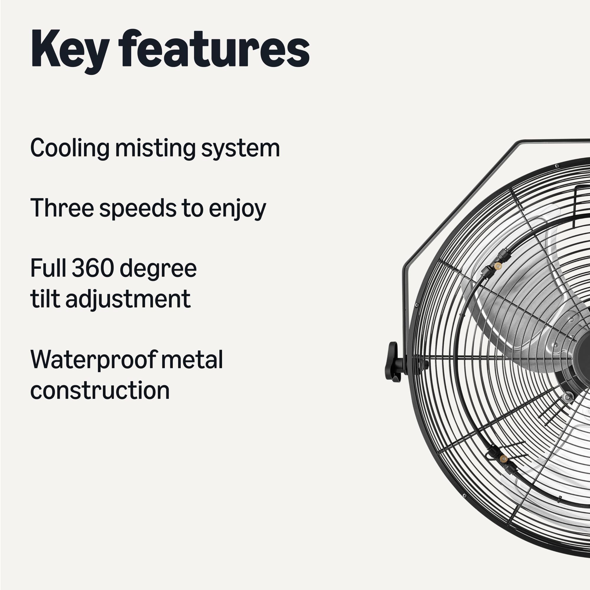 Amazon Basics misting fan with tilt head for targeted cooling