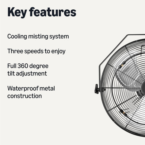 Amazon Basics misting fan with tilt head for targeted cooling