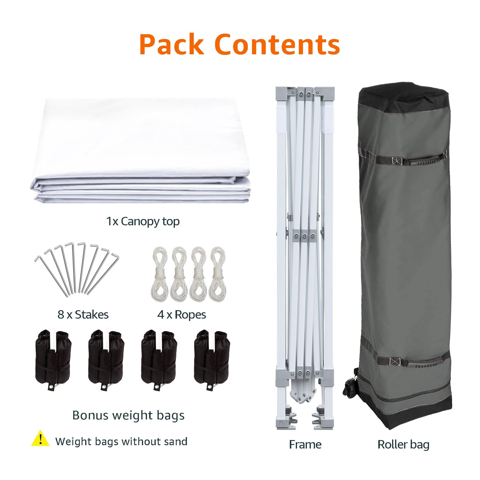 Amazon Basics canopy with guy ropes and pegs for secure anchoring