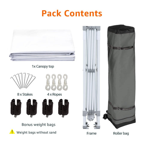 Amazon Basics canopy with guy ropes and pegs for secure anchoring
