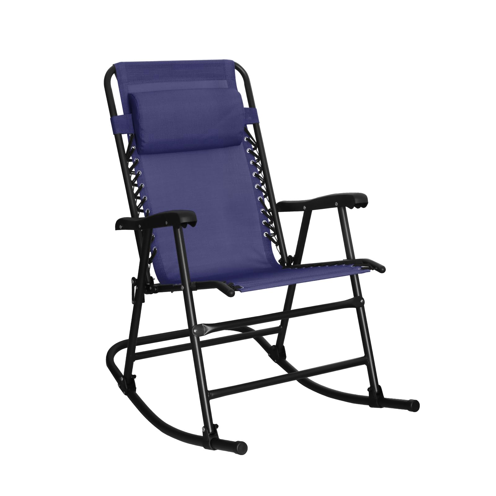 Amazon Basics outdoor rocking chair blue seat for porch comfort.