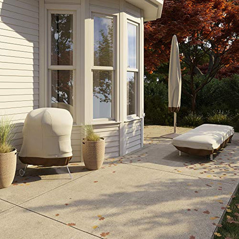 Amazon Basics dimensions 7x23x76 inches fit standard patio umbrella covers.
