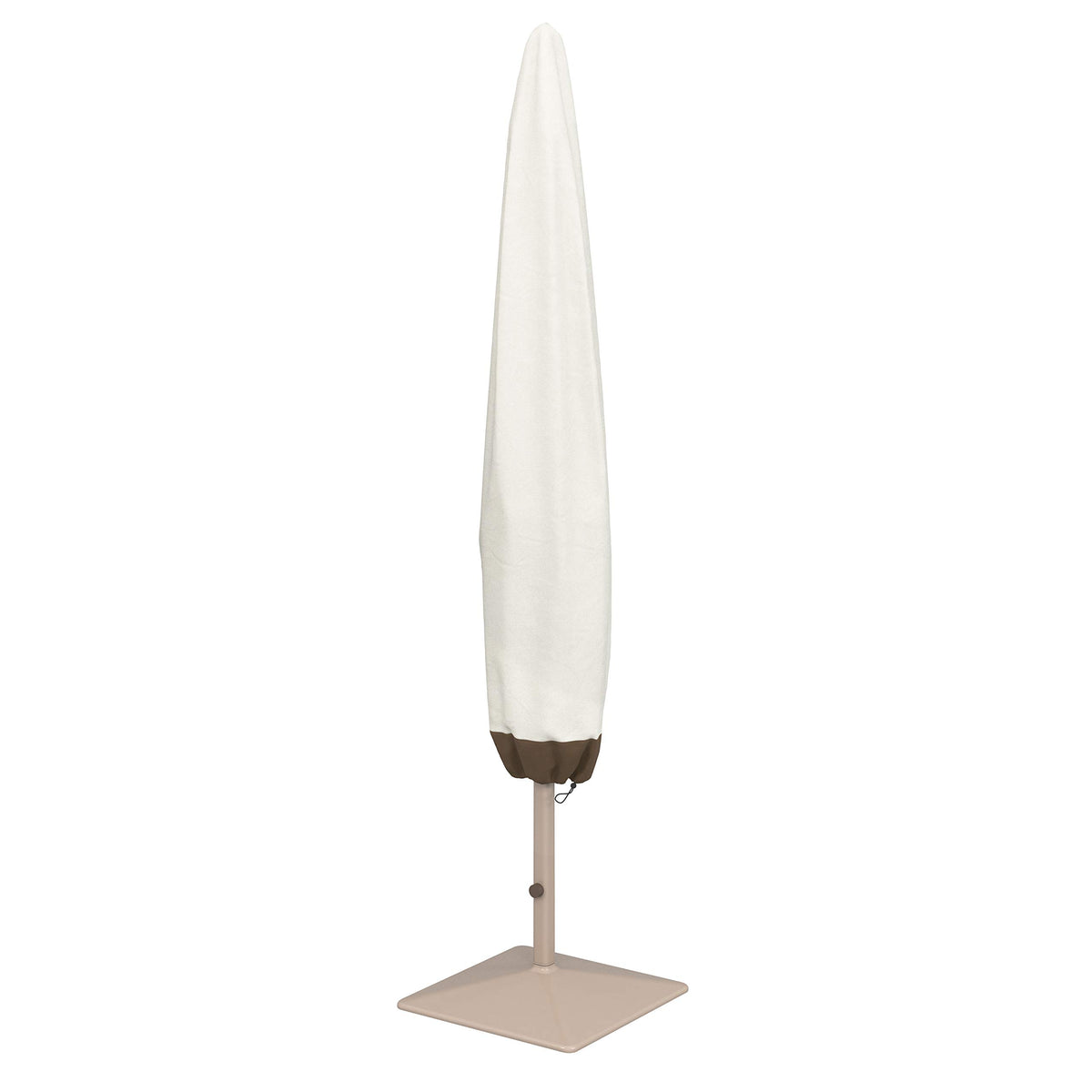 Amazon Basics outdoor umbrella cover waterproof fabric shields against rain and snow.