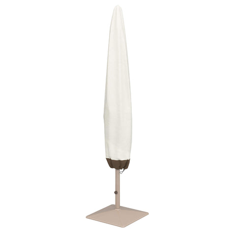 Amazon Basics outdoor umbrella cover waterproof fabric shields against rain and snow.