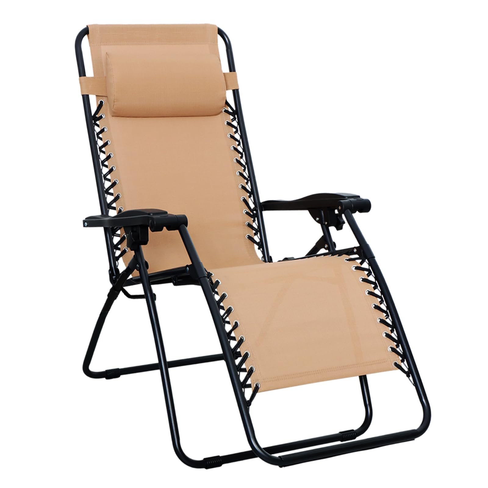 Amazon Basics outdoor zero gravity chair with padded headrest for relaxed lounging.