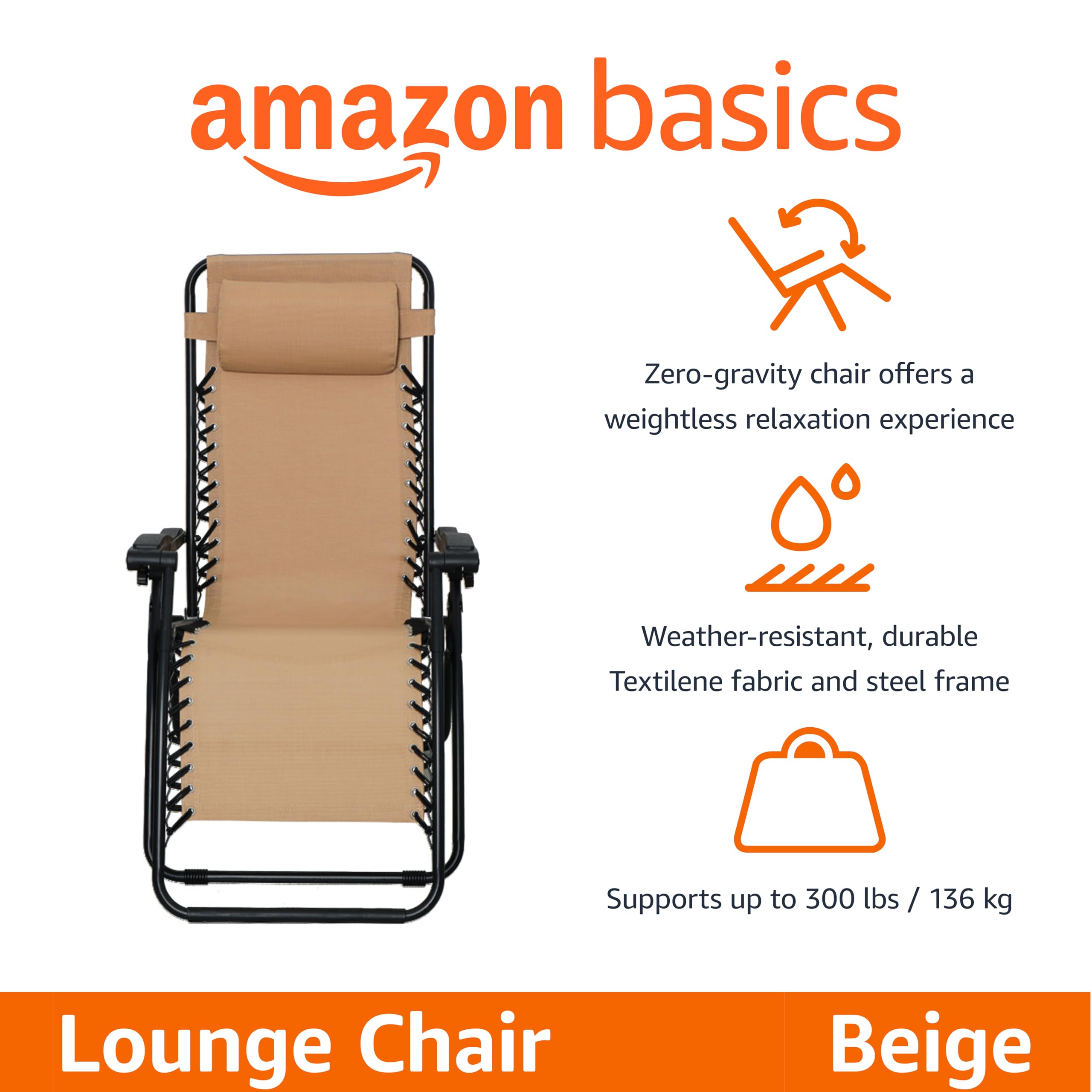 Amazon Basics reclining chair features adjustable positions for upright to reclined comfort.