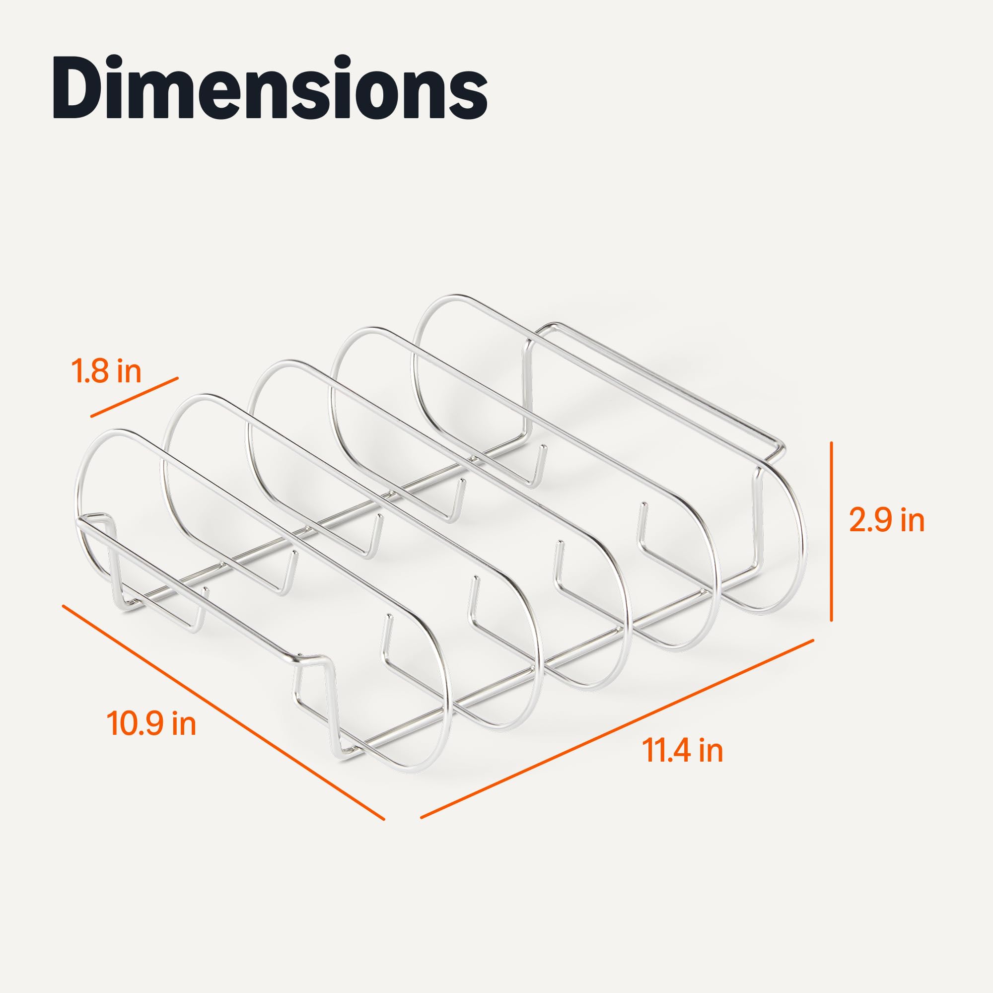 Amazon Basics stainless rib rack on grill showing space-saving setup.
