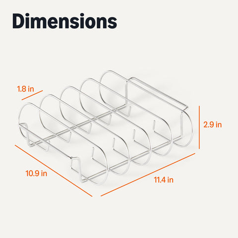 Amazon Basics stainless rib rack on grill showing space-saving setup.