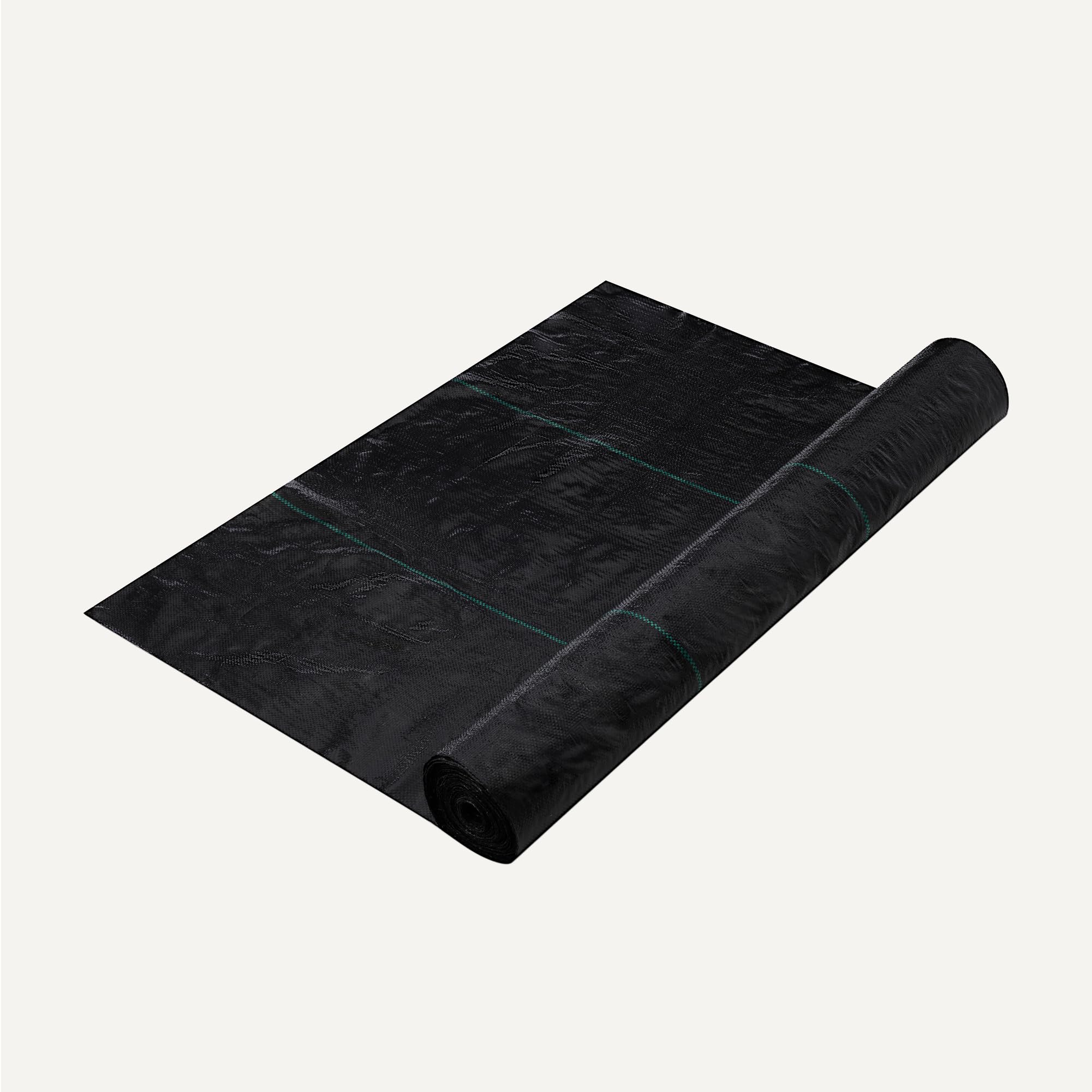Amazon Basics tear-resistant 90 GSM weed barrier fabric ready for installation