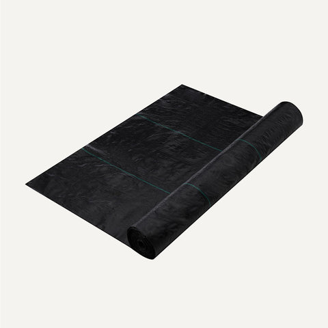 Amazon Basics tear-resistant 90 GSM weed barrier fabric ready for installation