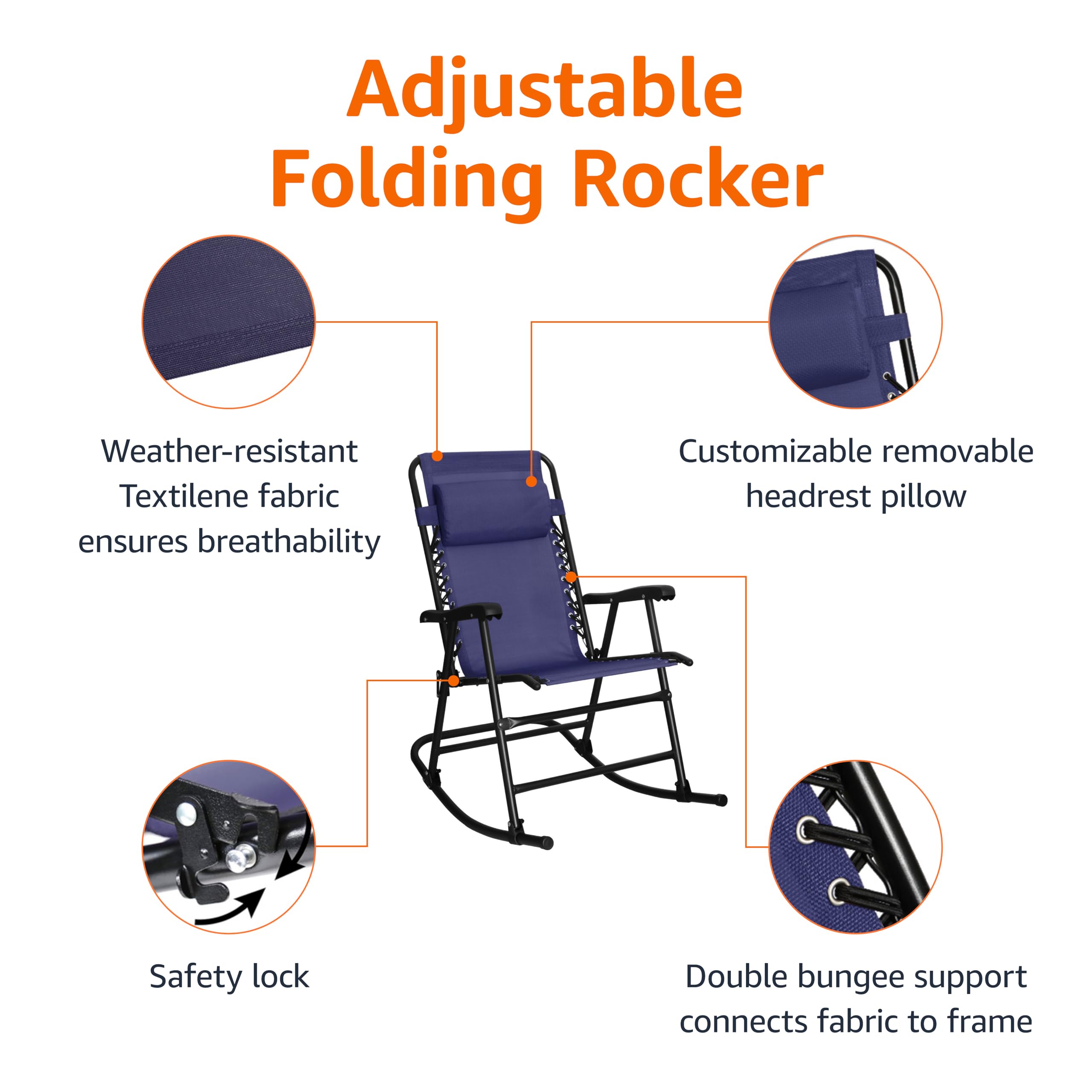 Amazon Basics Textilene fabric weather-resistant seat for outdoors.