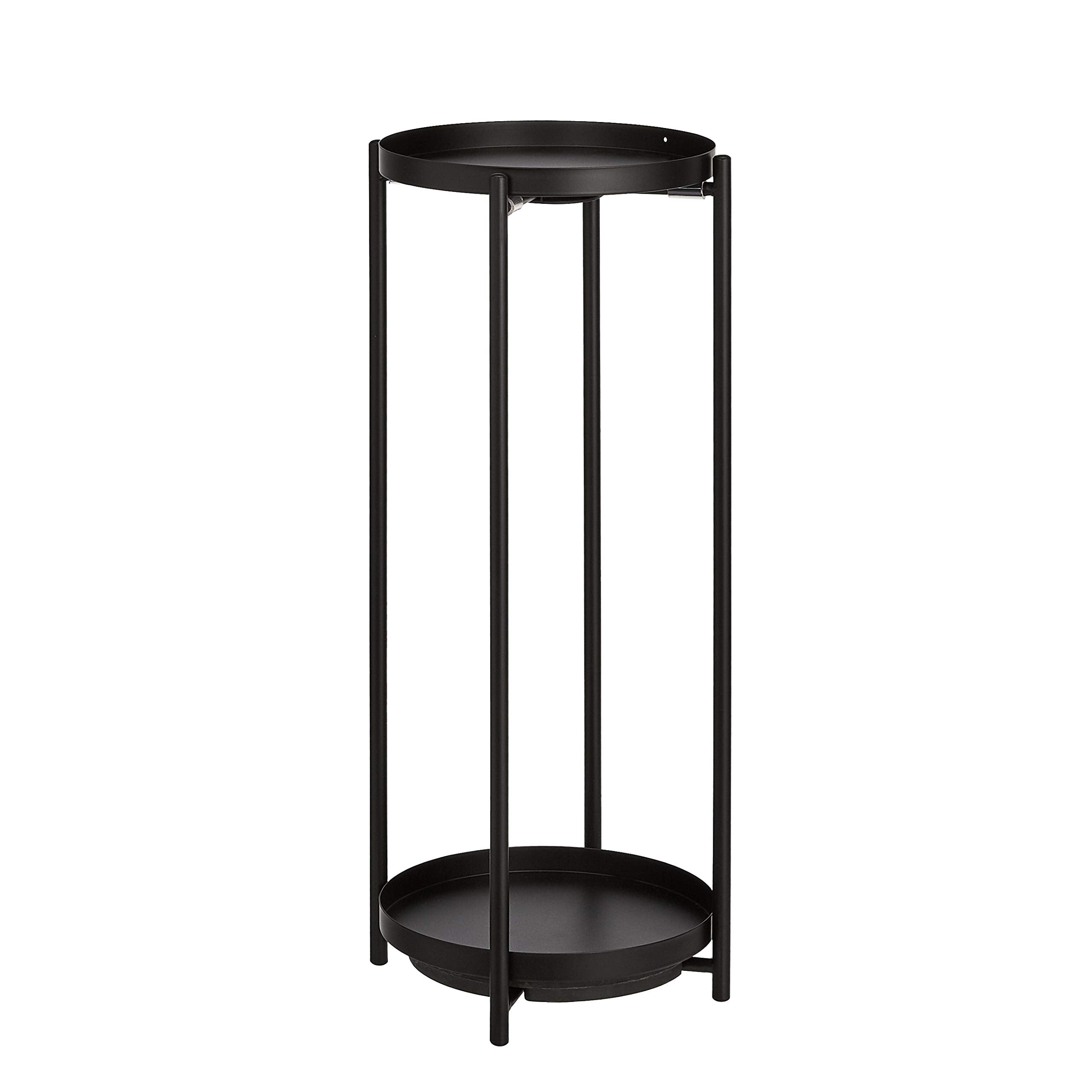 Amazon Basics two-tier plant stand with round top shelf, holds pots up to 9 inches