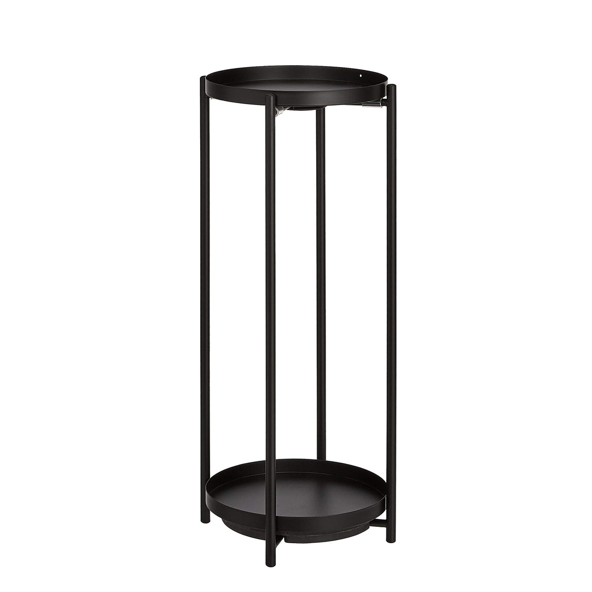Amazon Basics two-tier plant stand with round top shelf, holds pots up to 9 inches