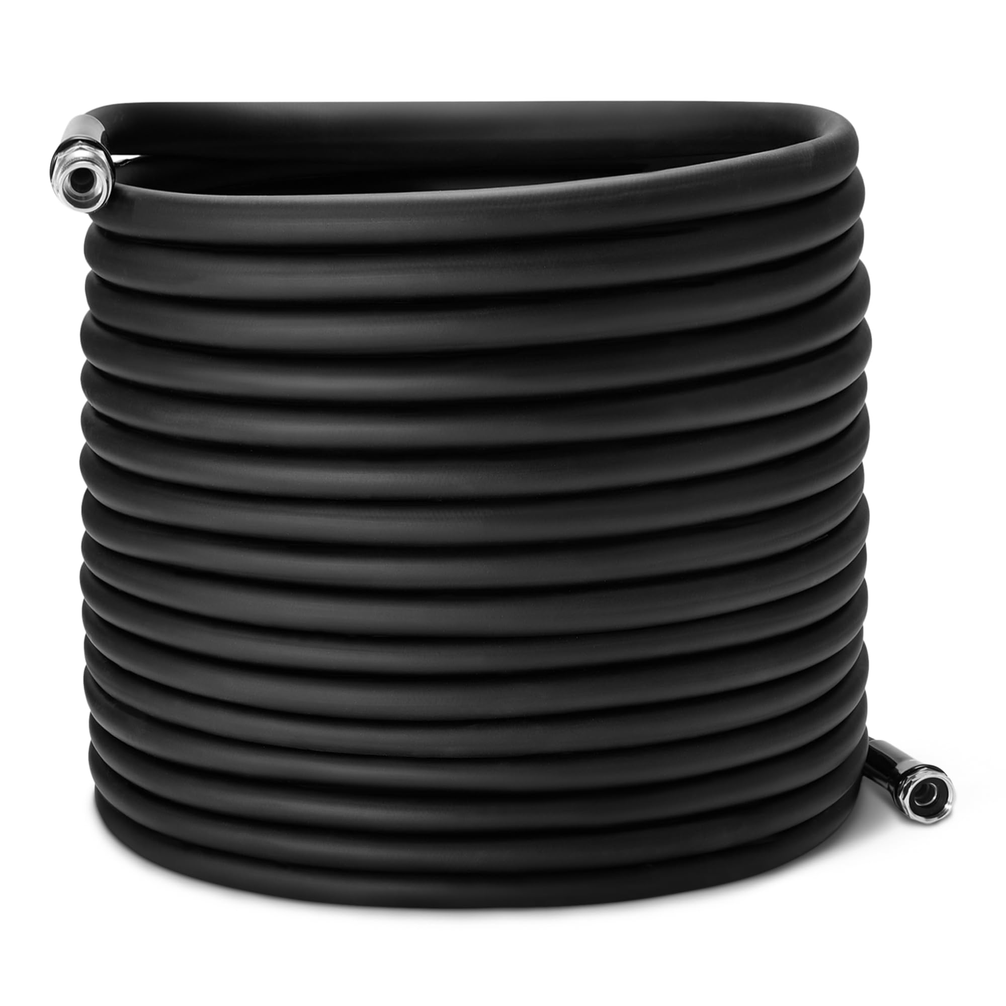 Amazon Basics garden hose 75ft coiled for easy storage and transport