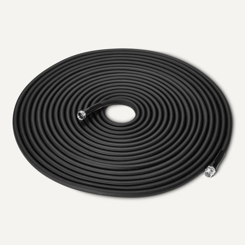 Amazon Basics garden hose aluminum fittings close-up showing durability