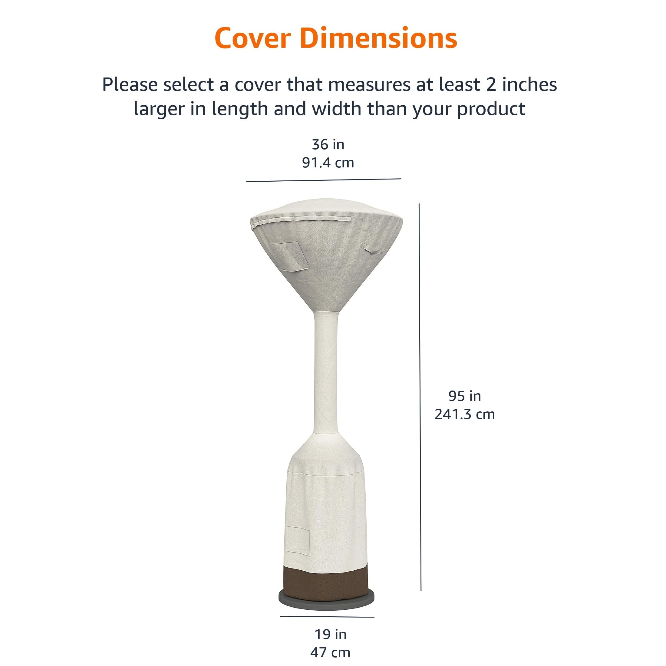 Amazon Basics heater cover side view with wind-resistant straps for secure fit
