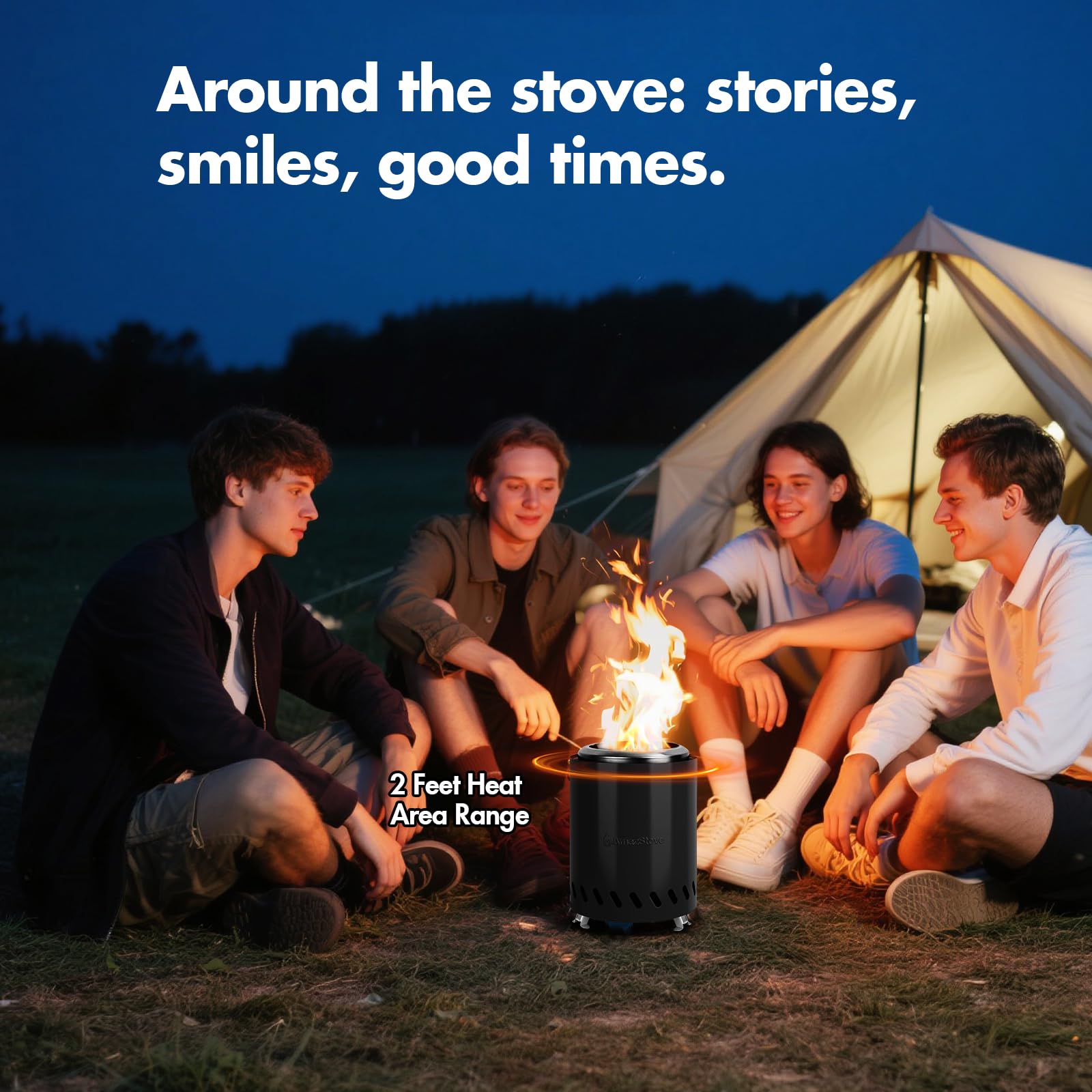 AmazStove black tabletop design fits modern outdoor spaces.