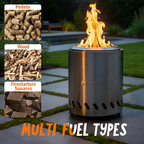 AmazStove dual updraft safety for cleaner, low-smoke burning