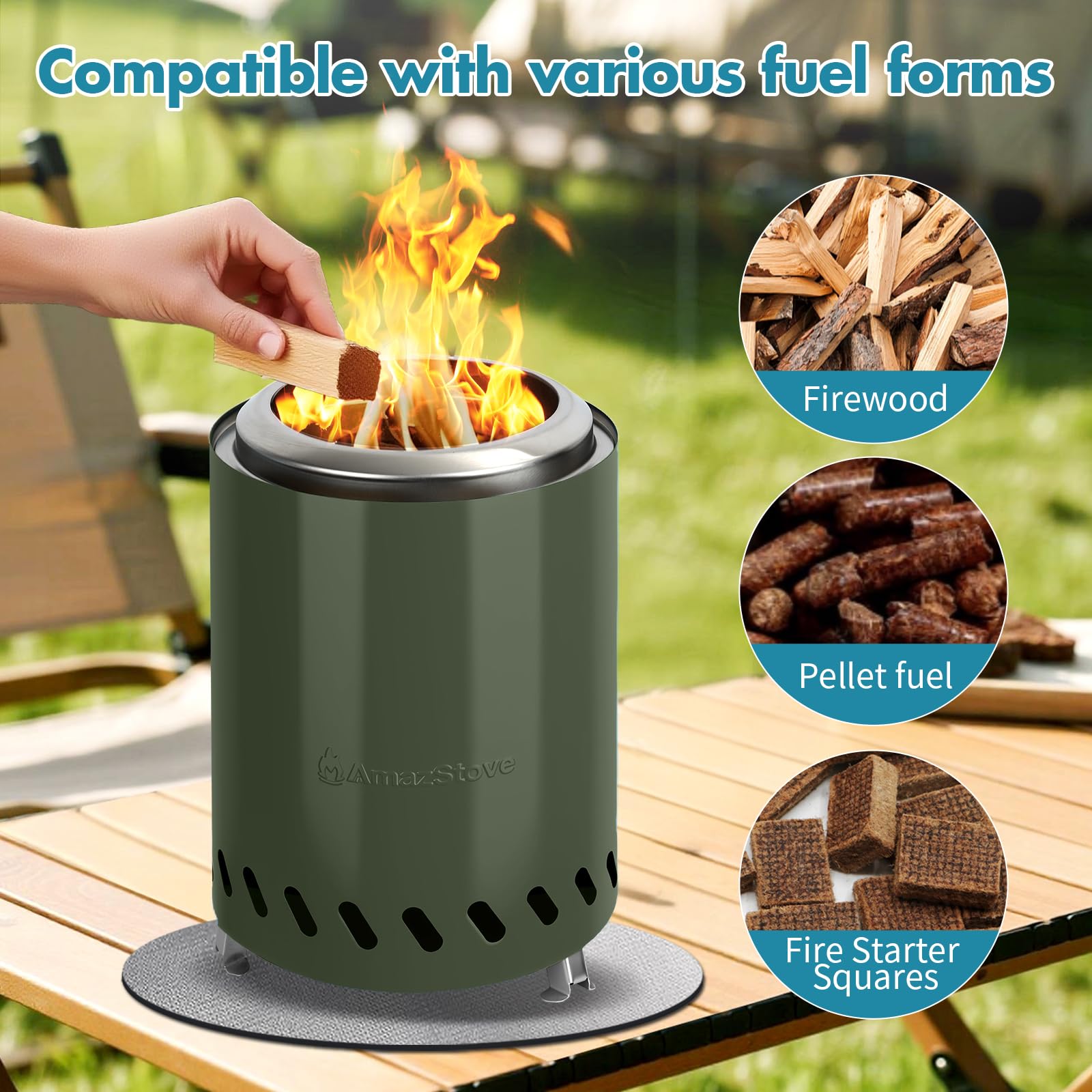 AmazStove durable 304 stainless steel body for outdoor use