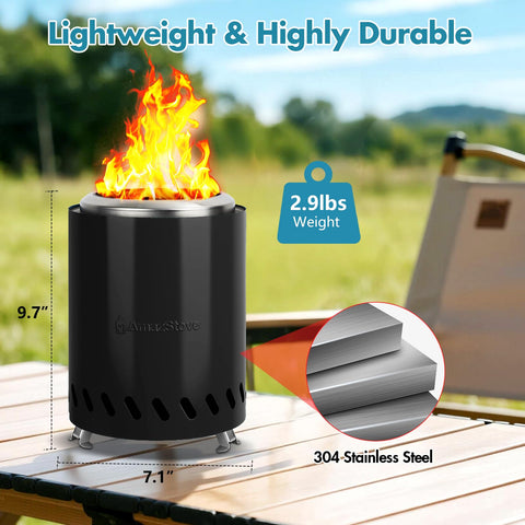 AmazStove durable 304 stainless steel body withstands frequent outdoor use.