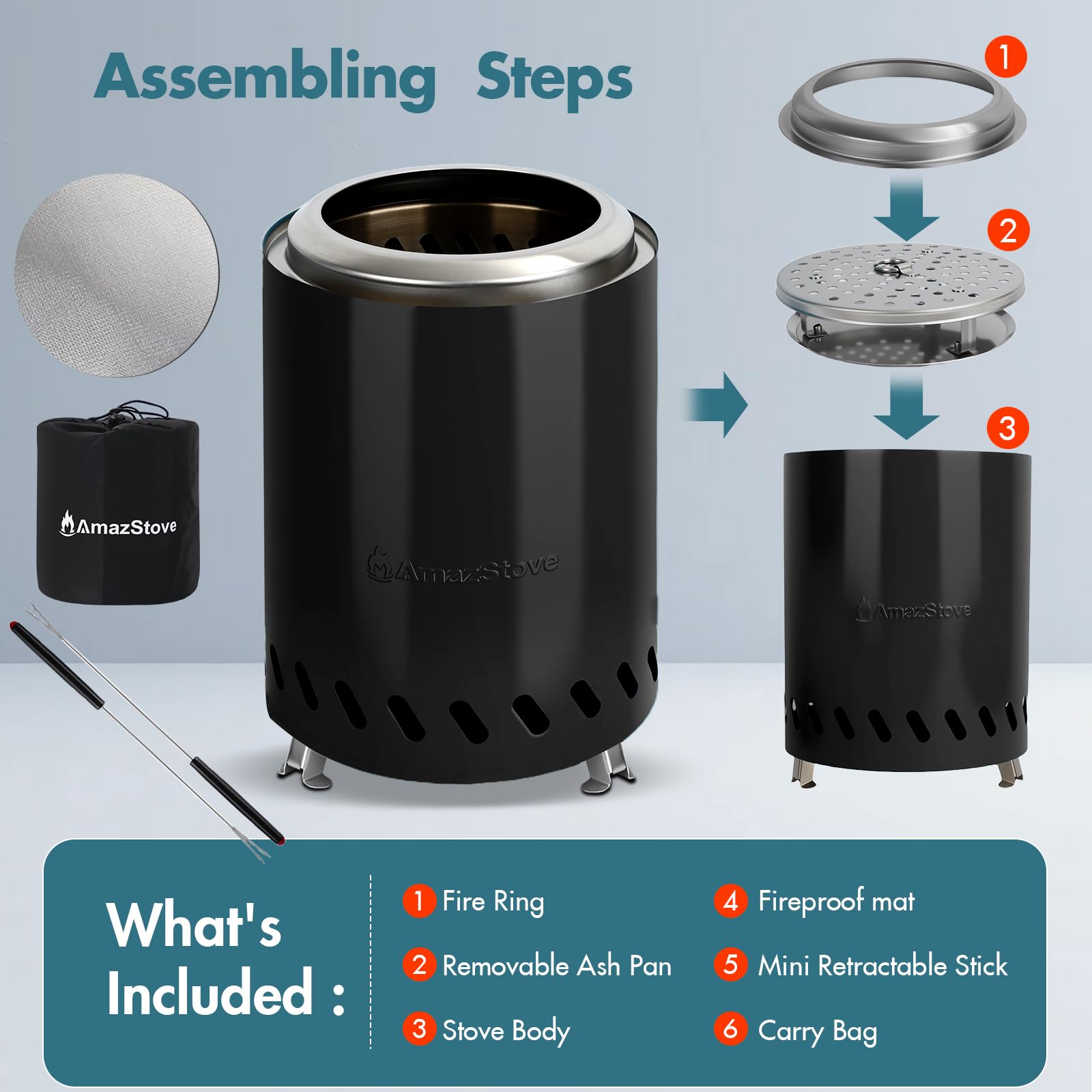 AmazStove family-friendly setup creates a warm social focal point.