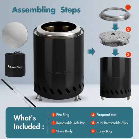 AmazStove family-friendly setup creates a warm social focal point.