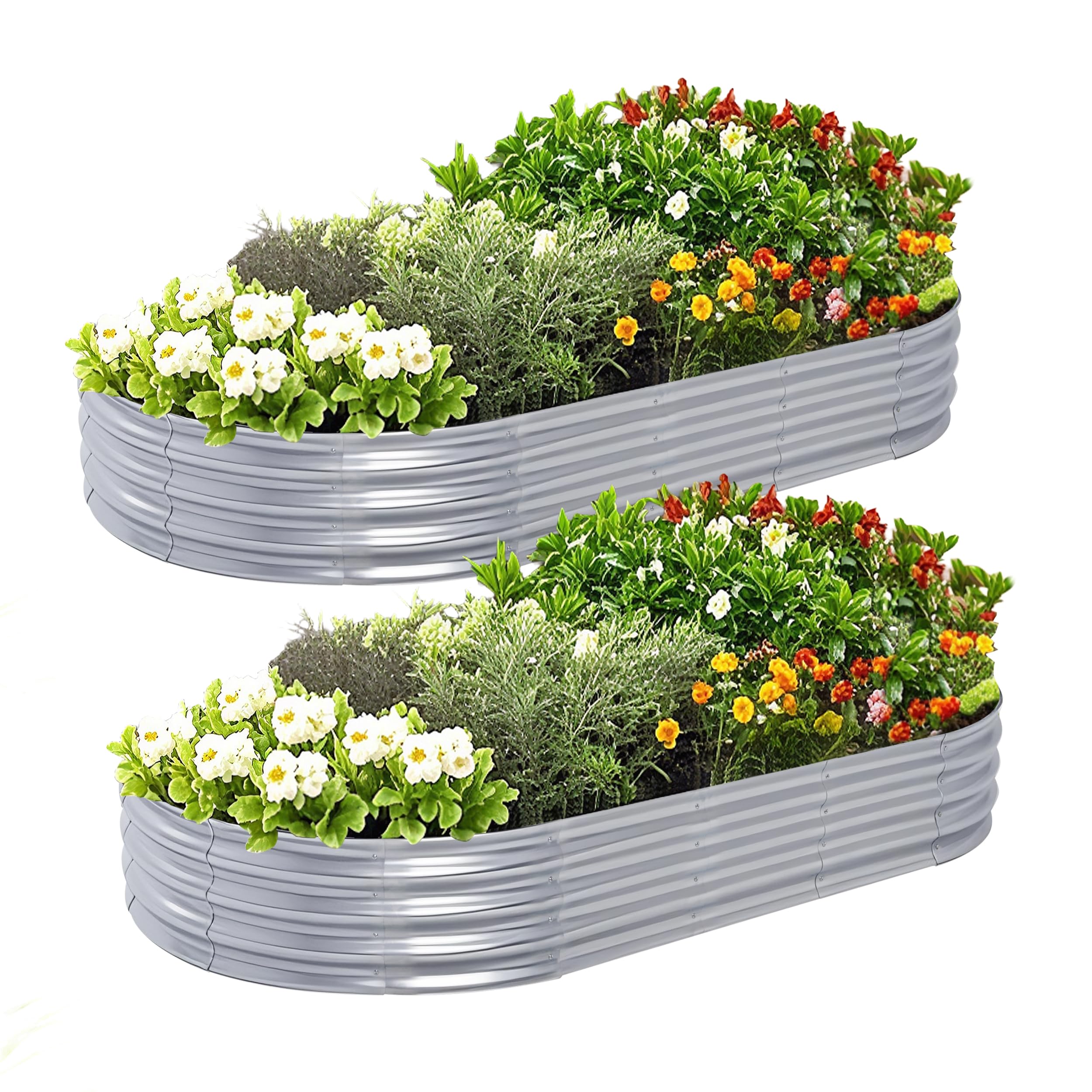 AmazStove two-pack galvanized raised bed assembled; durable outdoor planters for vegetables