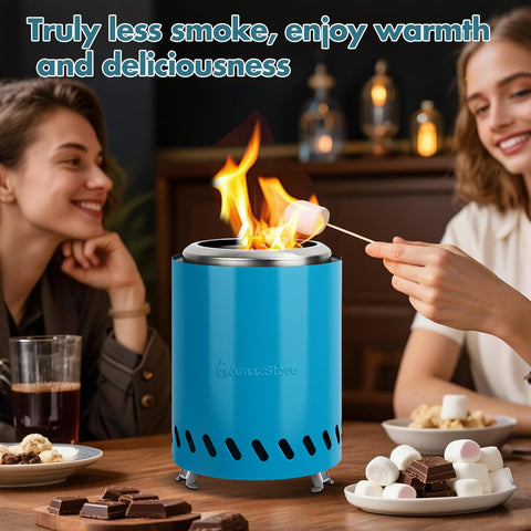 AmazStove low-smoke burning design supports cleaner air during gatherings.