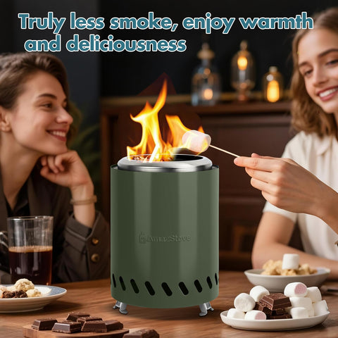 AmazStove low-smoke updraft technology demonstrates cleaner burning