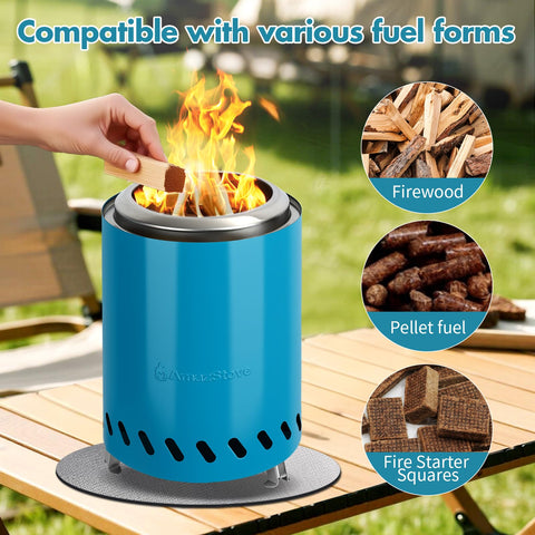AmazStove portable fire pit with bag eases outdoor transport and setup.