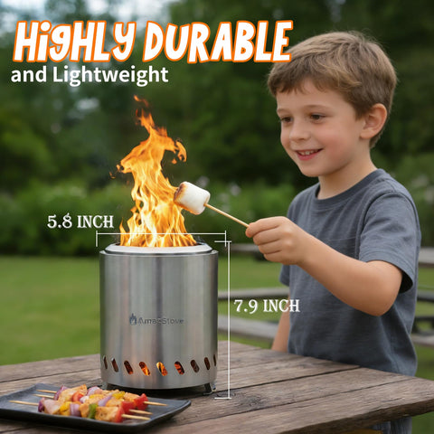 AmazStove fire pit burn capacity up to six inches for extended sessions