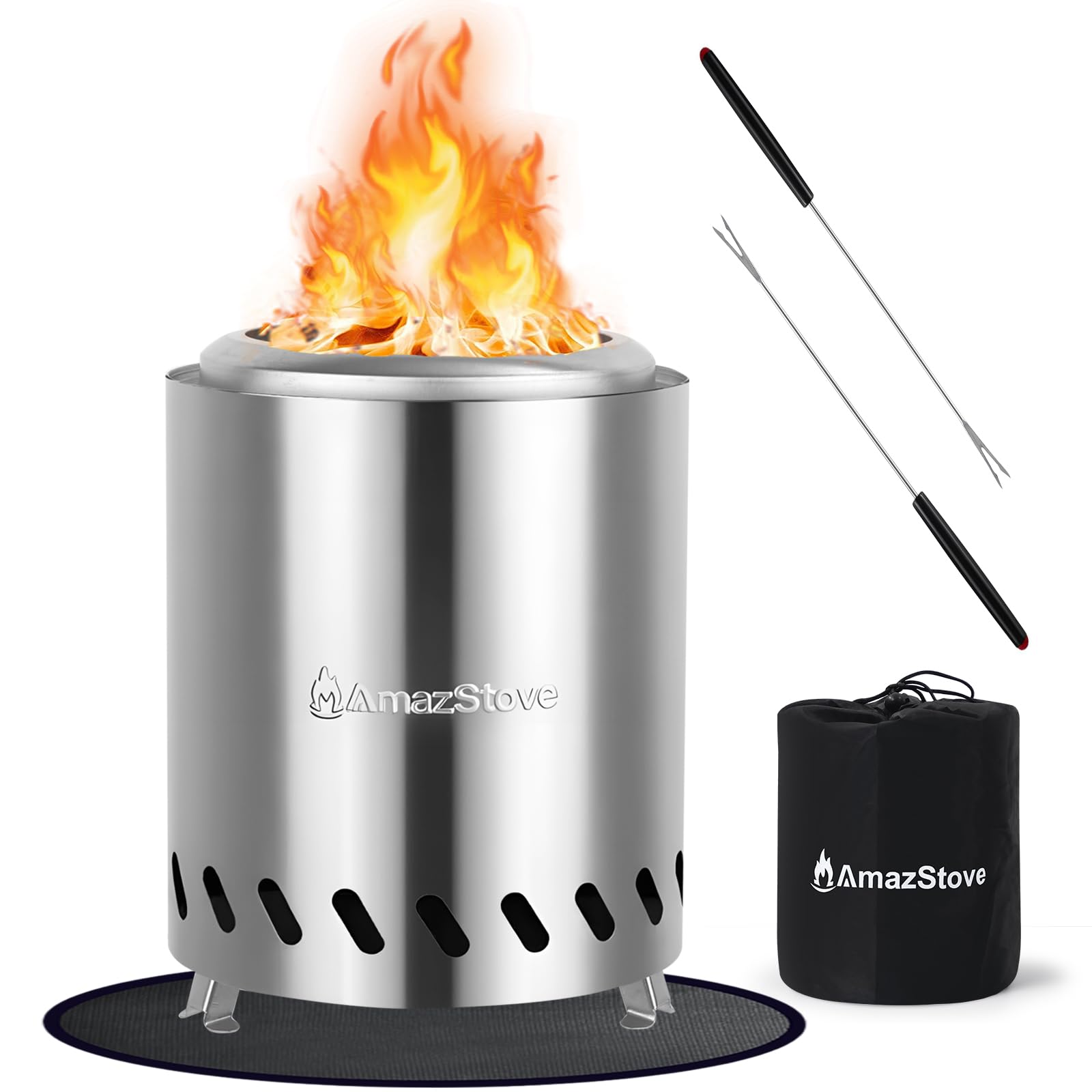AmazStove tabletop fire pit overview with cozy outdoor ambience